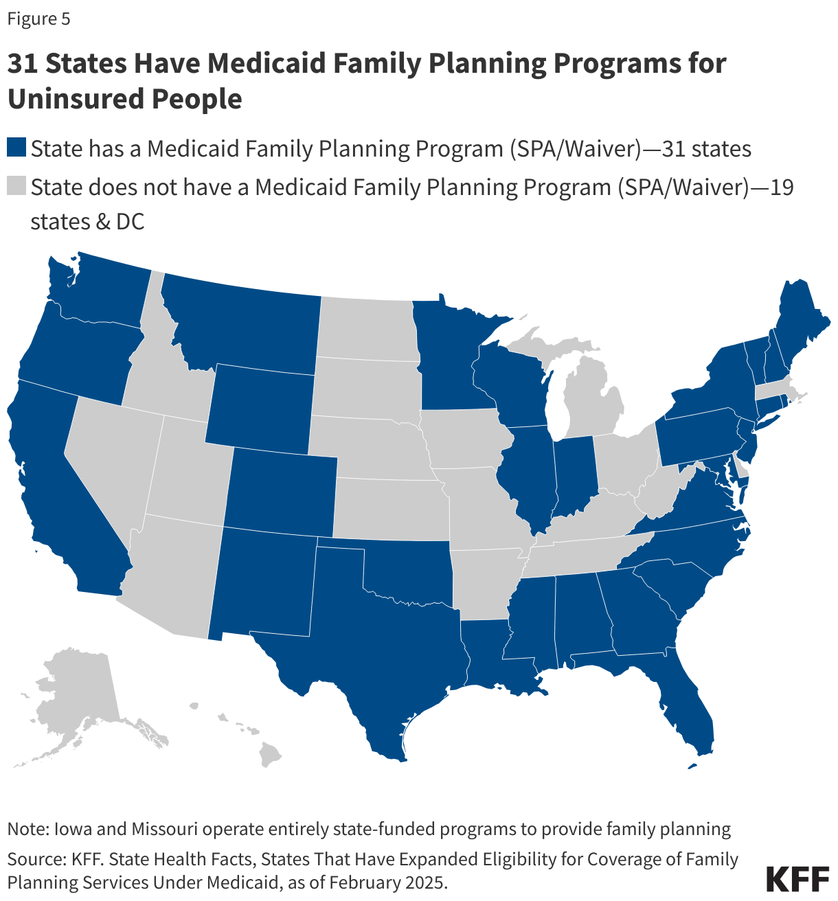 31 States Have Medicaid Family Planning Programs for Uninsured People data chart